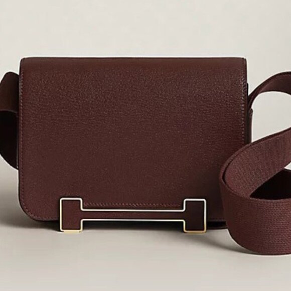 Hermes Geta Rouge Sellier Chevre Gold Hardware-Brand New - Picture 1 of 6